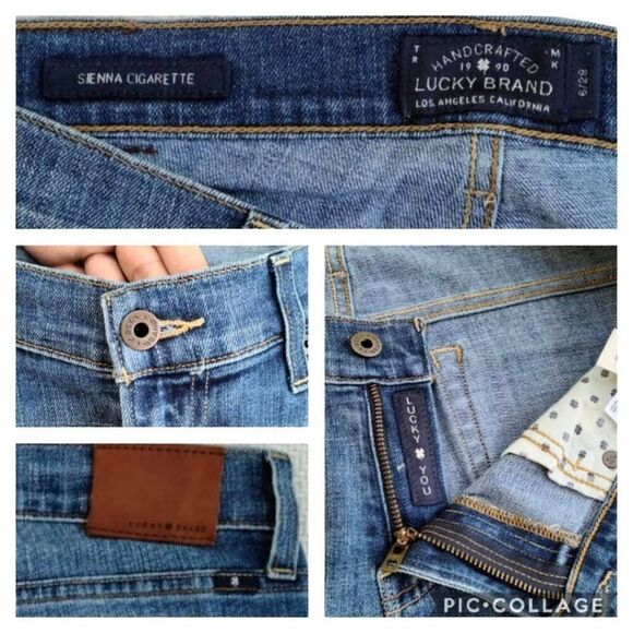 Lucky Brand Denim Sienna Cigarette Boyfriend Distressed Jeans Size 28 Mid Wash - Picture 10 of 11
